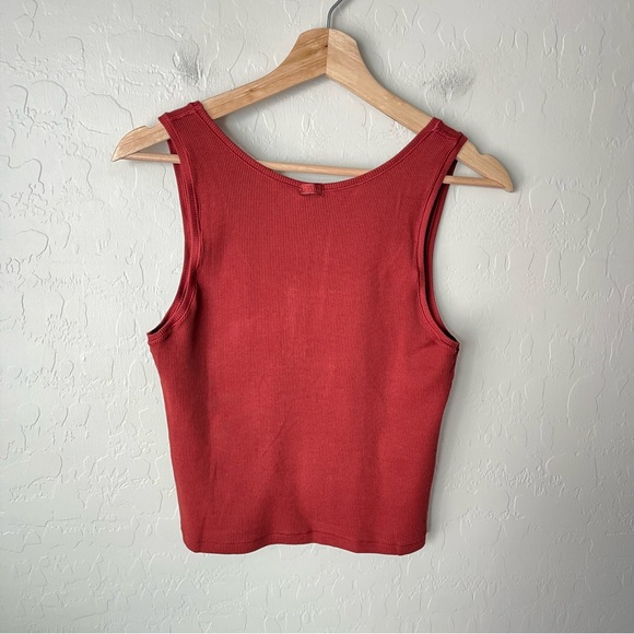 Skims Sangria Ribbed Cotton Tank Top - Picture 3 of 7